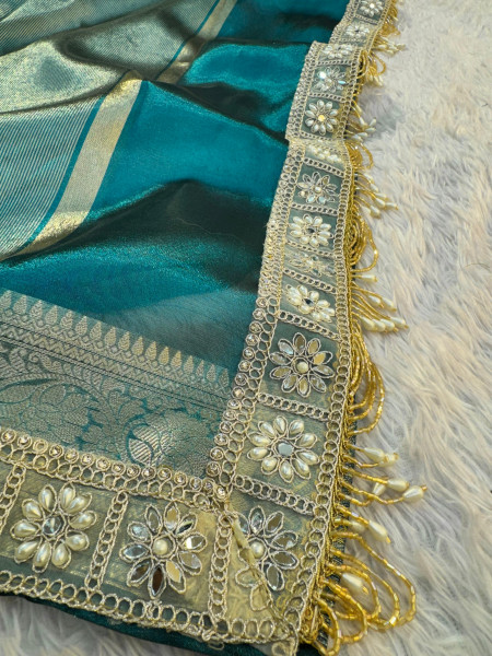 Premium Banarasi Tissue Silk Saree with Designer Border