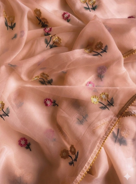 Premium Chiffon Silk Saree with Resham Embroidery Work