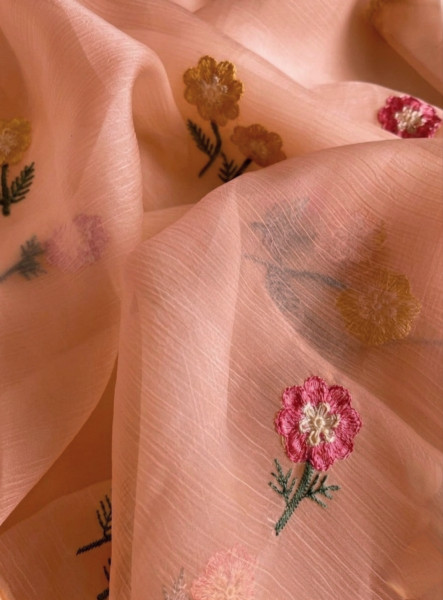 Premium Chiffon Silk Saree with Resham Embroidery Work