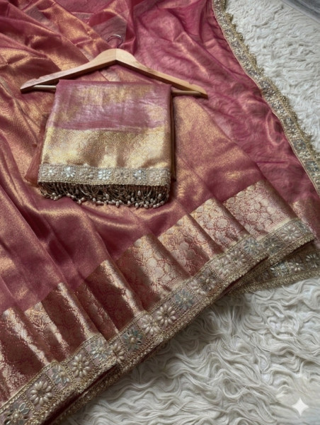 Premium Banarasi Tissue Silk Saree with Designer Border