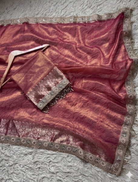 Premium Banarasi Tissue Silk Saree with Designer Border