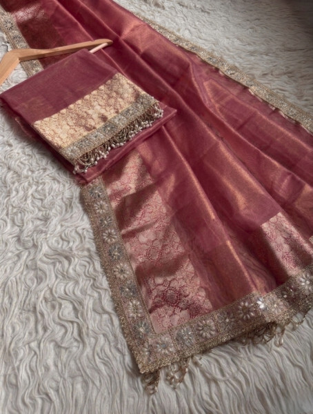 Premium Banarasi Tissue Silk Saree with Designer Border