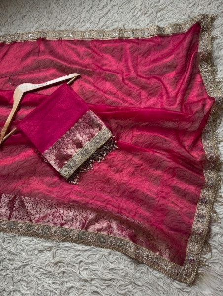 Premium Banarasi Tissue Silk Saree with Designer Border