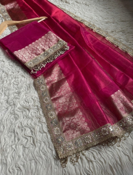 Premium Banarasi Tissue Silk Saree with Designer Border