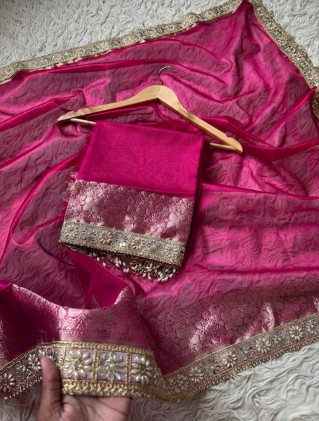 Premium Banarasi Tissue Silk Saree with Designer Border