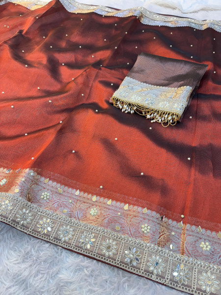 Premium Banarasi Tissue Silk Saree with Designer Border