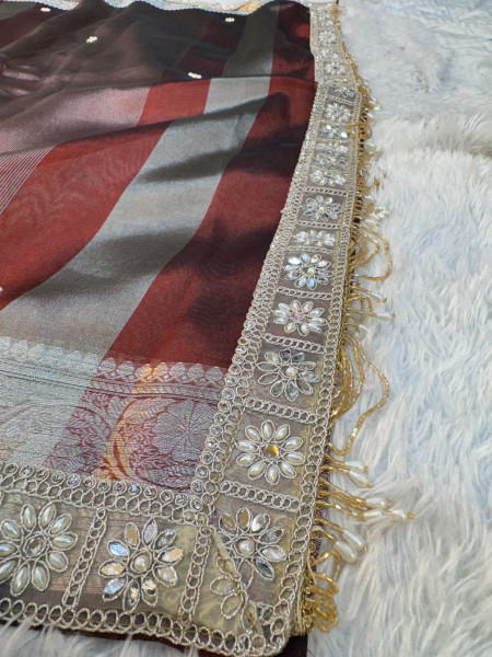 Premium Banarasi Tissue Silk Saree with Designer Border