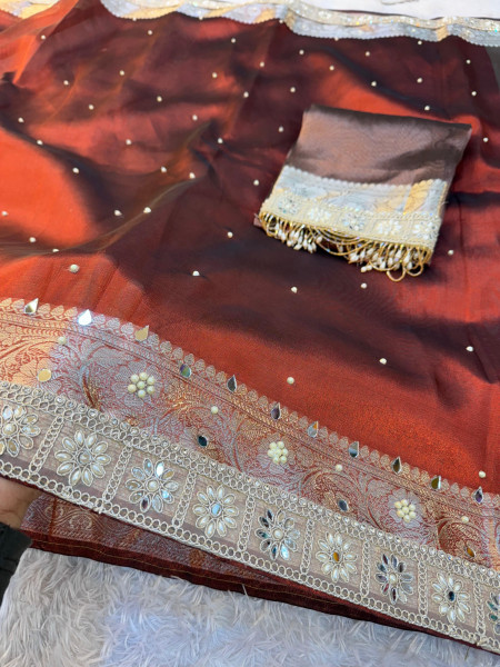 Premium Banarasi Tissue Silk Saree with Designer Border