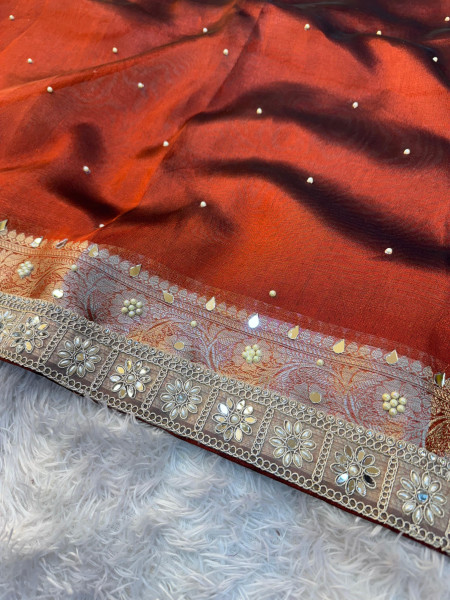 Premium Banarasi Tissue Silk Saree with Designer Border