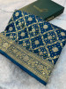 Pure Viscose Silk Banarasi Zardozi Handwork Work Bandhani Saree