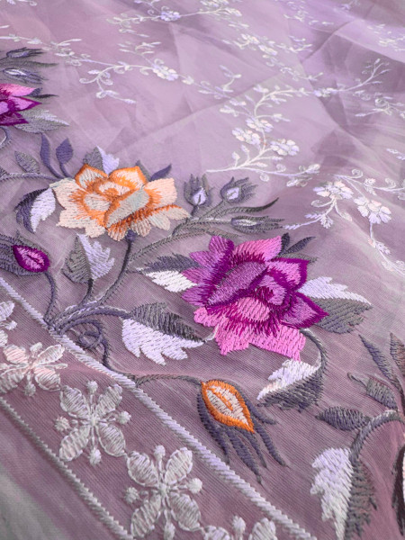 Semi Pure Silk Resham Embroidery Work Saree With Designer Embroidery Pallu