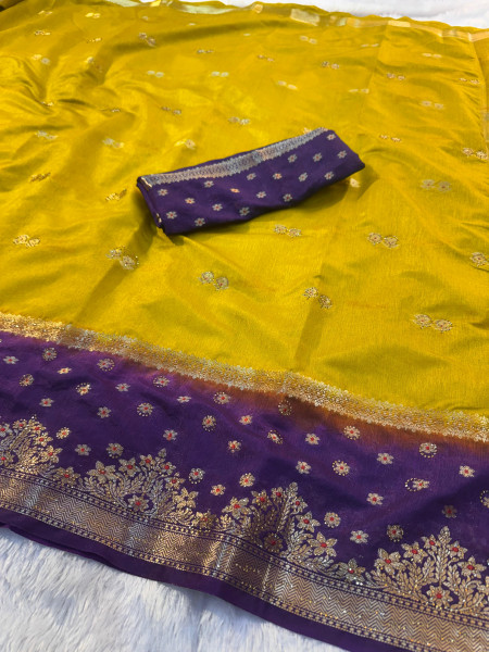 Katan Silk Meenakari Saree with Swarovski Crystal Work