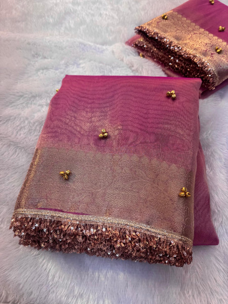 Never Seen Before Tissue Silk Ghungroo Attached Saree