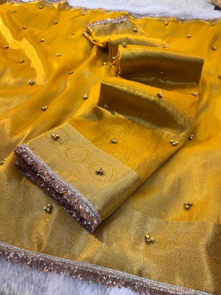 Never Seen Before Tissue Silk Ghungroo Attached Saree
