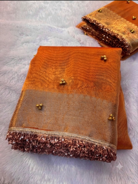 Never Seen Before Tissue Silk Ghungroo Attached Saree