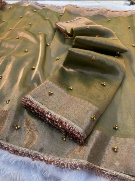 Never Seen Before Tissue Silk Ghungroo Attached Saree
