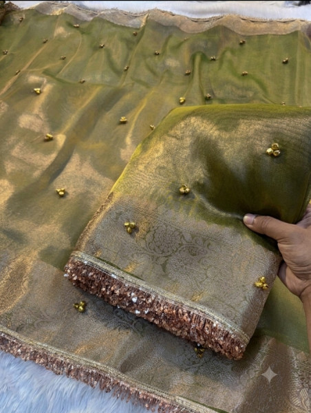 Never Seen Before Tissue Silk Ghungroo Attached Saree