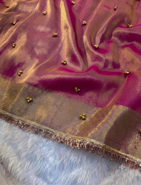 Never Seen Before Tissue Silk Ghungroo Attached Saree