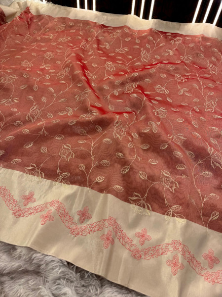 Limited Edition Tissue Silk Saree With Resham Embroidery Work