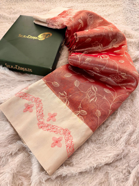 Limited Edition Tissue Silk Saree With Resham Embroidery Work