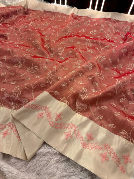 Limited Edition Tissue Silk Saree With Resham Embroidery Work
