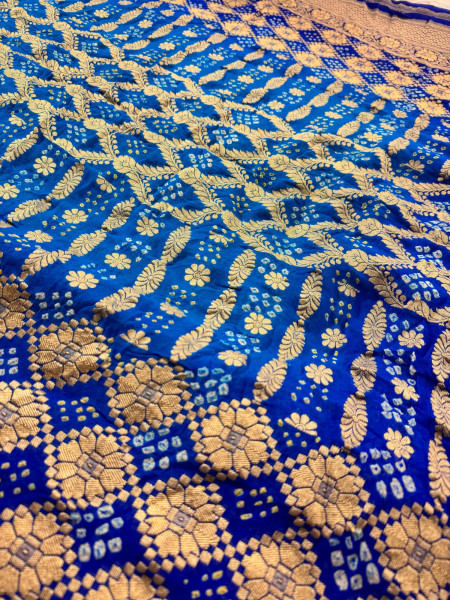 Pure Khaddi Silk Saree with Hand Bandhani Work