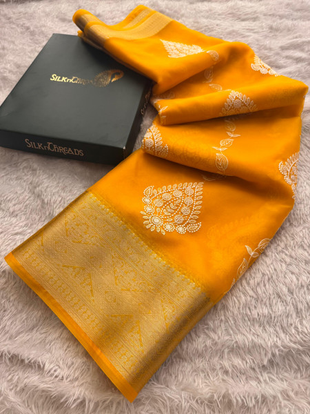 Organza Silk Chikankari Embroidery  Saree