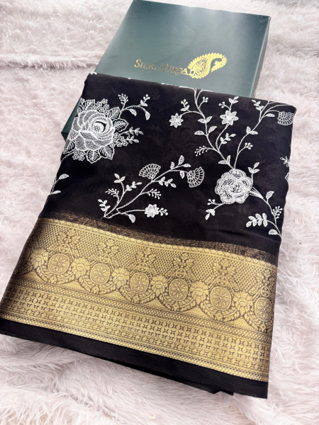 Organza Silk Chikankari Embroidery Saree