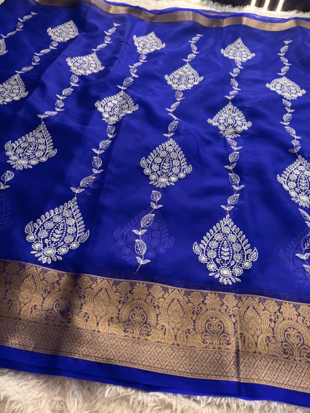 Organza Silk Chikankari Embroidery  Saree