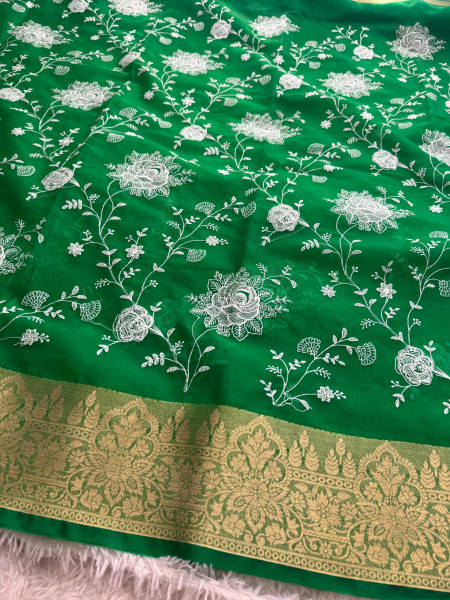 Organza Silk Chikankari Embroidery Saree