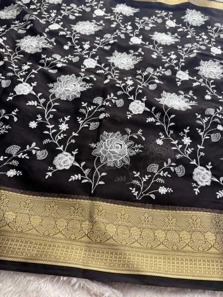 Organza Silk Chikankari Embroidery Saree