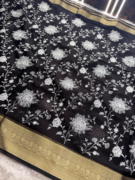 Organza Silk Chikankari Embroidery Saree