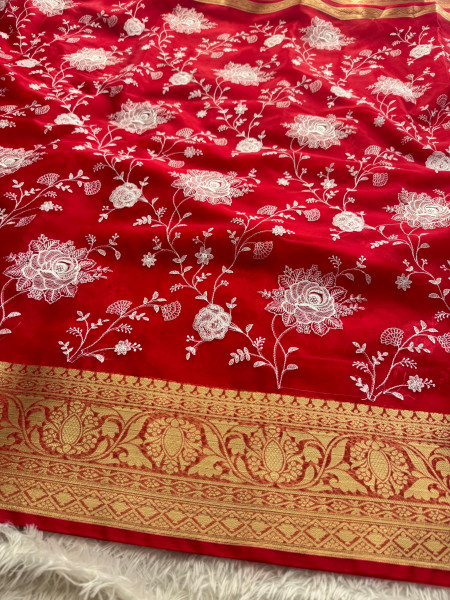 Organza Silk Chikankari Embroidery Saree