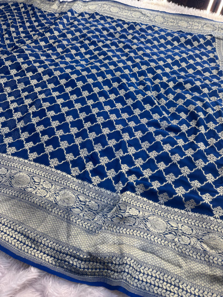 Pure Khaddi Georgette Handloom Banarasi Silk Saree