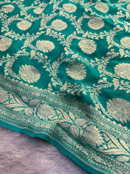 Pure Khaddi Georgette Handloom Banarasi Silk Saree