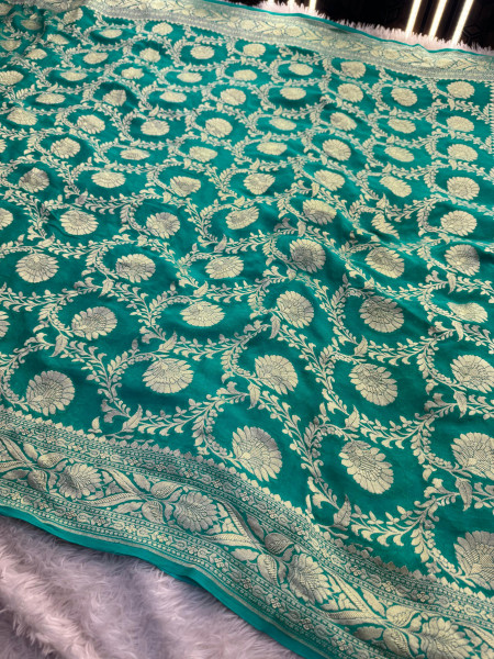 Pure Khaddi Georgette Handloom Banarasi Silk Saree
