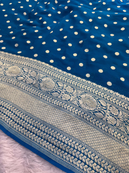 Pure Khaddi Georgette Handloom Banarasi Silk Saree