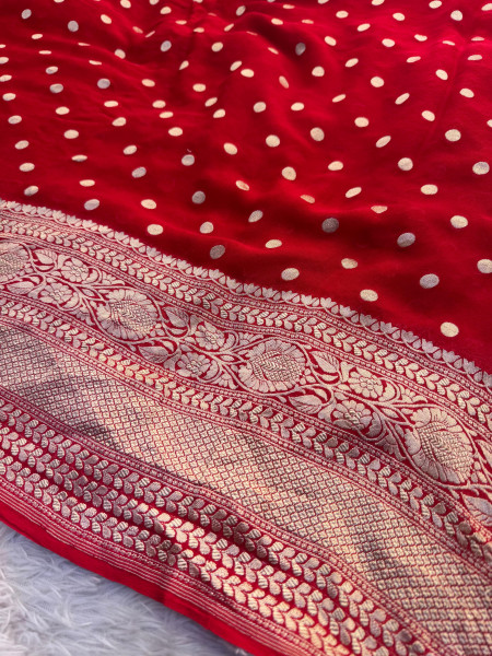 Pure Khaddi Georgette Handloom Banarasi Silk Saree