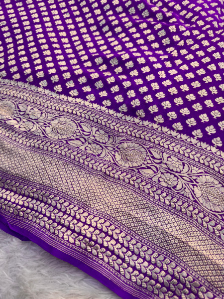 Pure Khaddi Georgette Handloom Banarasi Silk Saree