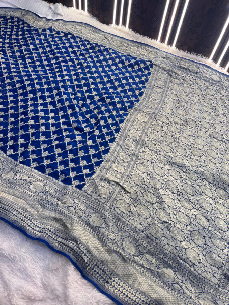 Pure Khaddi Georgette Handloom Banarasi Silk Saree