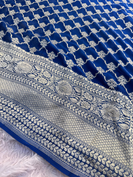 Pure Khaddi Georgette Handloom Banarasi Silk Saree