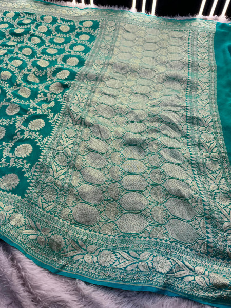 Pure Khaddi Georgette Handloom Banarasi Silk Saree