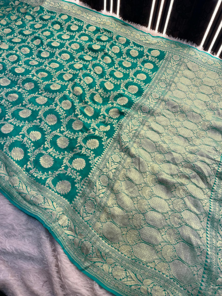 Pure Khaddi Georgette Handloom Banarasi Silk Saree