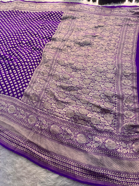 Pure Khaddi Georgette Handloom Banarasi Silk Saree