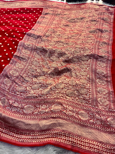 Pure Khaddi Georgette Handloom Banarasi Silk Saree