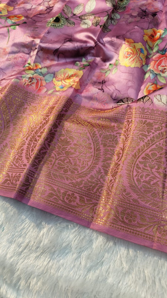 Fancy Printed Saree with Zari Border