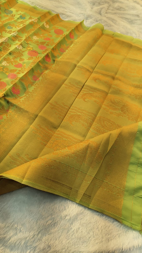 Image of Banarasi Silk Saree With Zari and Meenakari Work