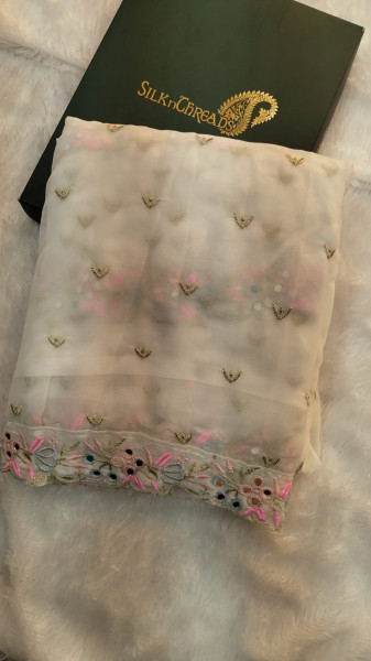 Fancy Resham Embroidery Work Saree