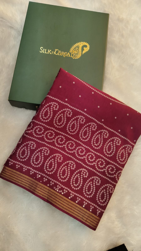 Image of Fancy Wine Printed Saree