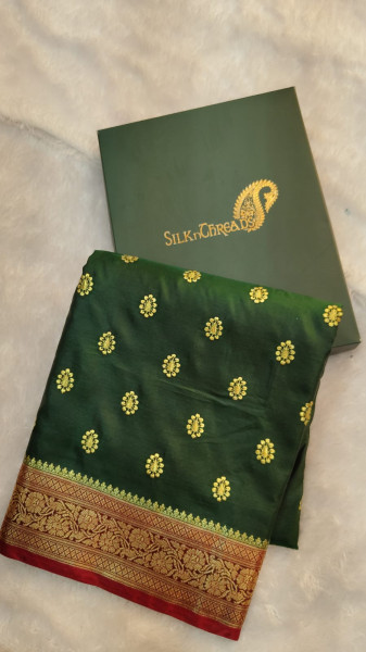 Banarasi Satin Silk Zari Embroidery Booti Work Saree